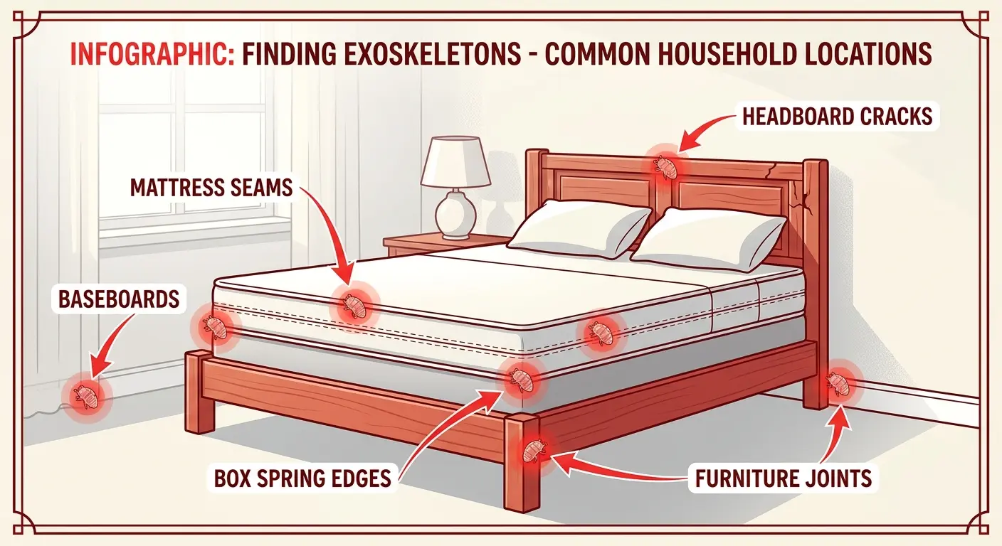 Bed bug life stages actual size chart from egg to adult with millimeter measurements