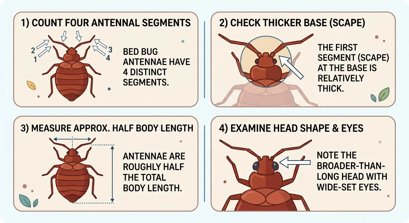 Four steps to identify bed bugs using antennae segments and base thickness