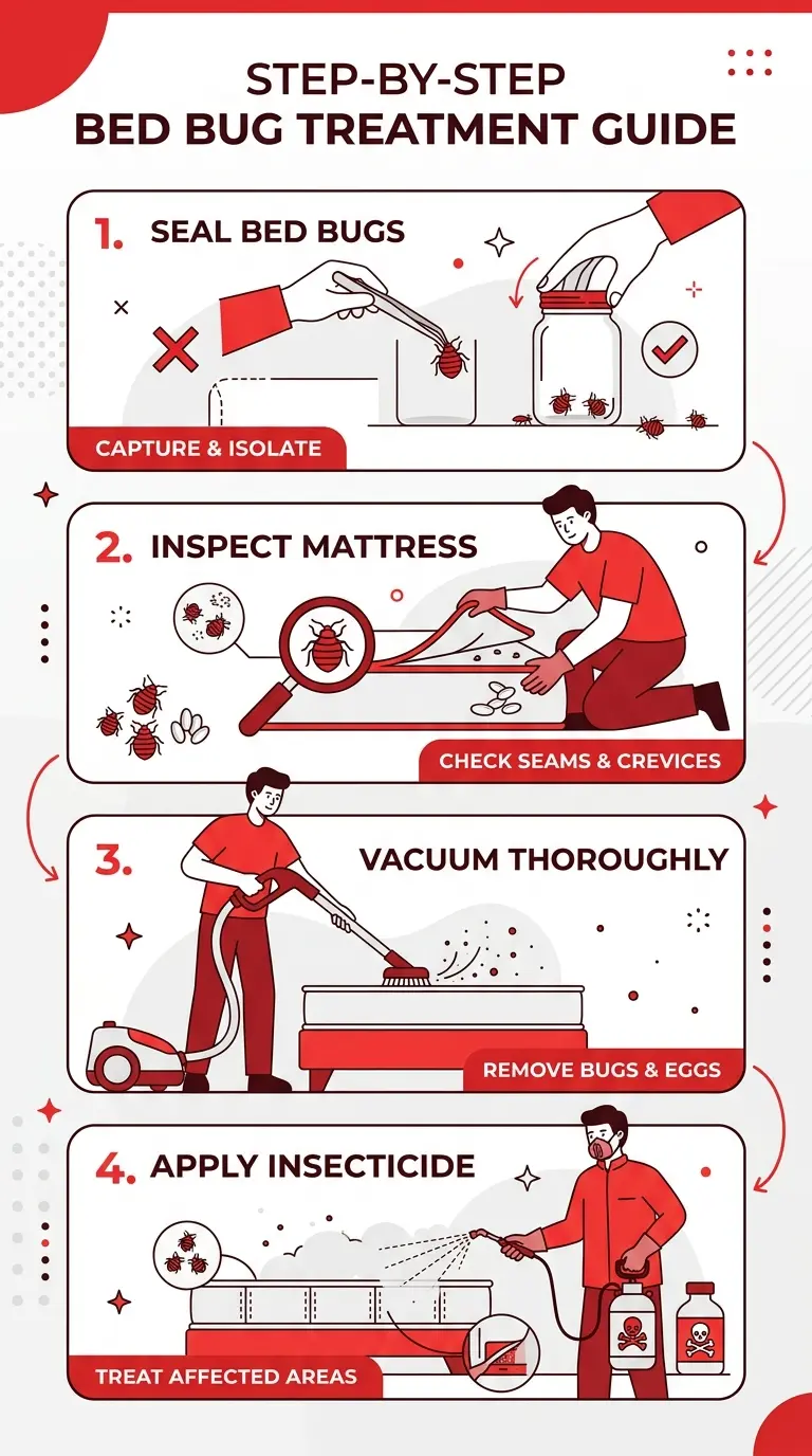 Step-by-step guide for treating a giant bed bug infestation from capture to insecticide